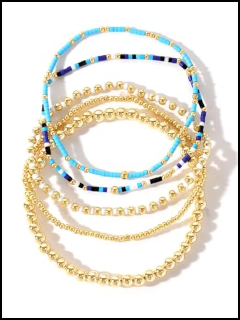 Stretch Bracelets for Women, Boho Seed Bead Stackable Bracelets, Brass Gold